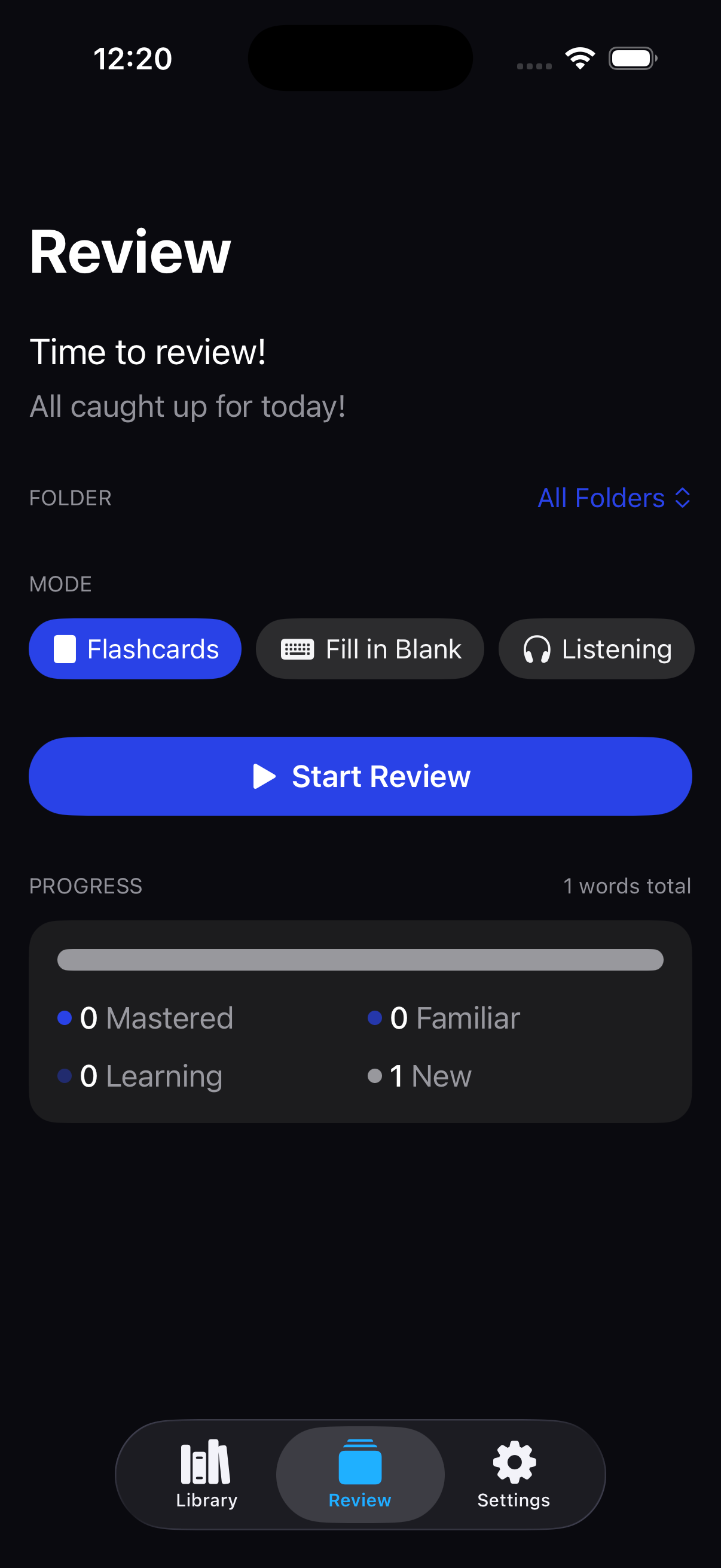 CardLLM Review Mode with flashcards and quiz