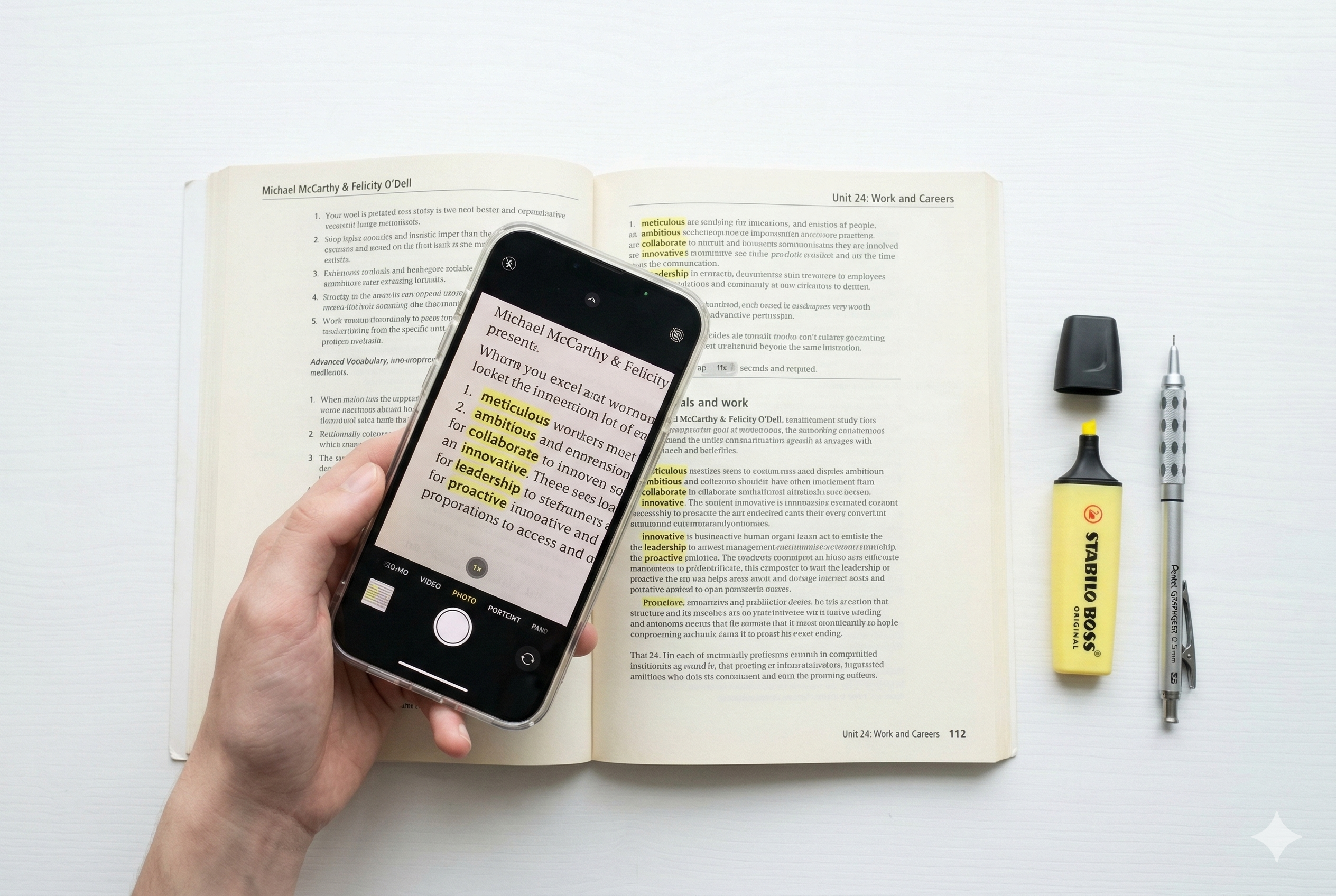 Scanning textbook vocabulary with camera